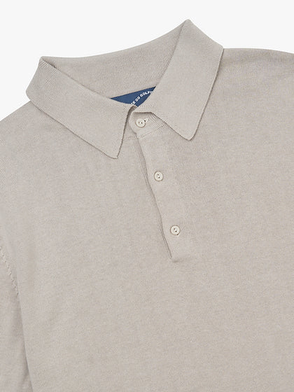 3 Button Knit Polo - Stone