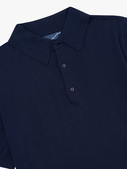 3 Button Knit Polo - Navy