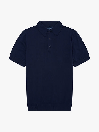 3 Button Knit Polo - Navy