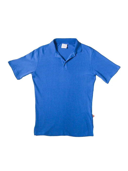 Cotton Eyelet Polo - Sky Blue