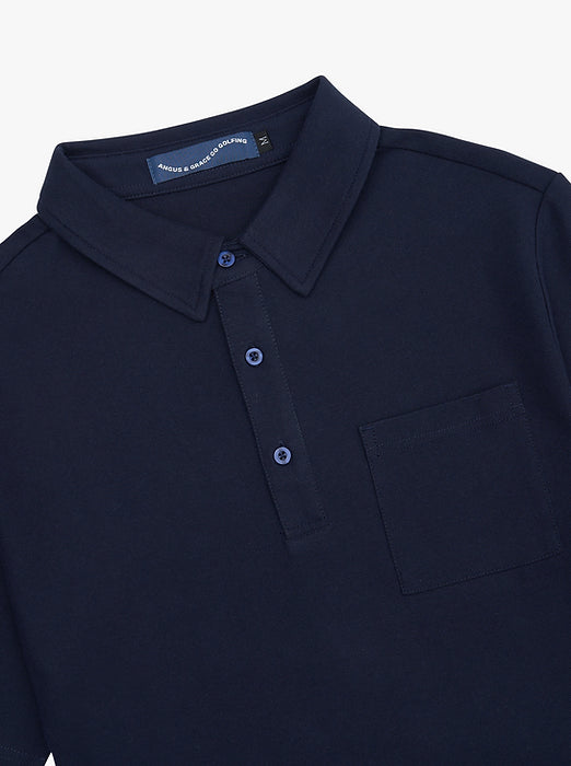 3 Button Pocket Polo - Navy