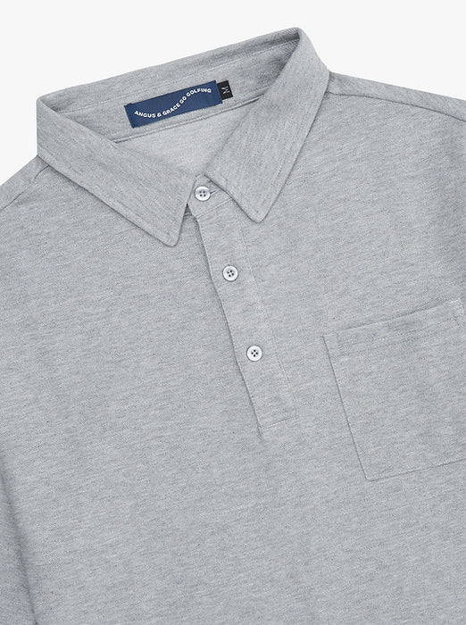 3 Button Pocket Polo - Marle Grey