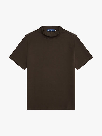 Short Sleeve Mock Neck - Chocolate